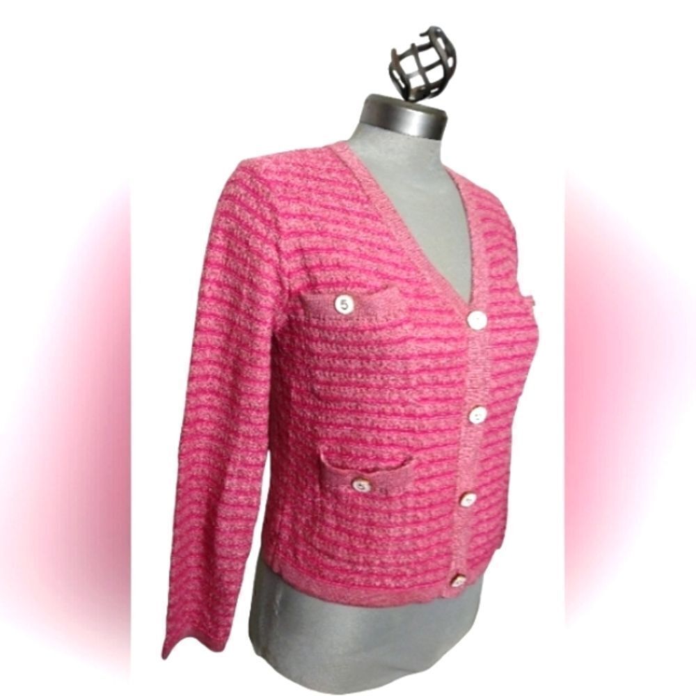 Pink # 5 Buttons Cookie Kudos Knit Women's Sweater Cardigan Buttons SZ small - Picture 2 of 15